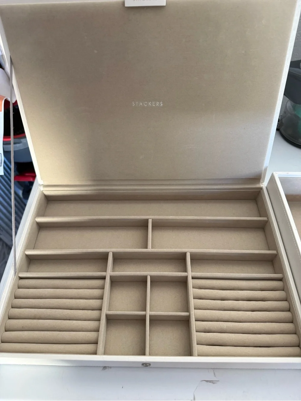 STACKERS Beige Jewelry Organizer Box with Multiple Compartments